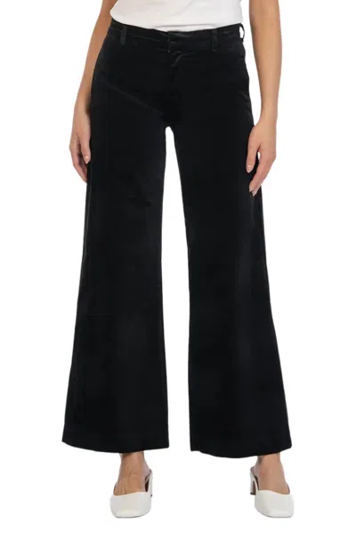 Kut From The Kloth Meg High Rise Velveteen Trouser In Black In Uplifting