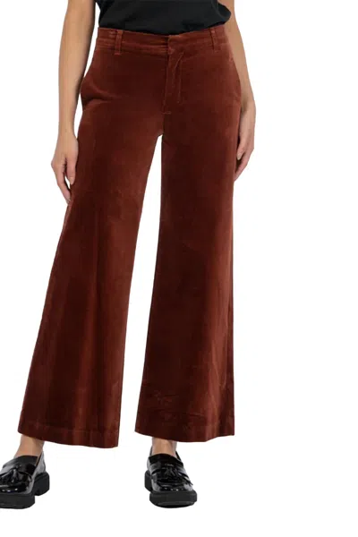 Kut From The Kloth Meg High Rise Velveteen Trouser In Brick In Red