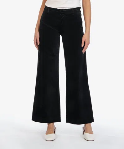 Kut From The Kloth Meg High Rise Velveteen Wide Leg Trousers In Black