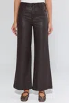 Kut From The Kloth Meg High Rise Wide Leg Coated Canvas Pants In Chocolate In Brown