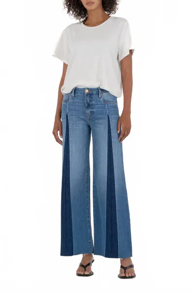 Kut From The Kloth Meg High Rise Wide Leg Front Pleat Jeans In Dk Base Wash In Blue