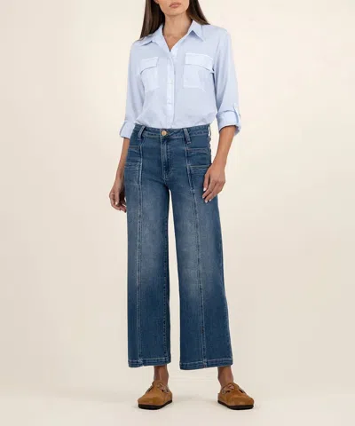 Kut From The Kloth Meg High Rise Wide Leg In Exceeded W/dk Base Wash In Multi