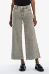 Kut From The Kloth Meg Fab Ab High Waist Raw Hem Ankle Wide Leg Jeans In Green