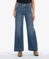 KUT FROM THE KLOTH MEG HIGH RISE WIDE LEG JEANS IN DARK STONE BASE WASH