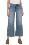 Kut From The Kloth Meg Frayed High Waist Ankle Wide Leg Jeans In Multi