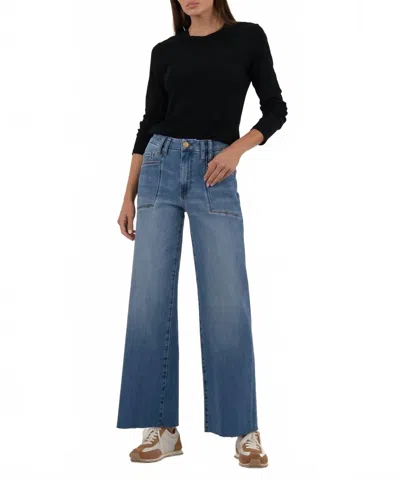 Kut From The Kloth Meg High Rise Wide Leg Jeans In Earn With Medium Base Wash In Blue