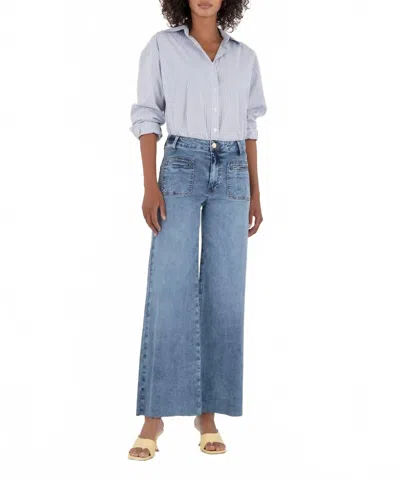 Kut From The Kloth Meg High Rise Wide Leg Jeans In Medium Wash In Blue