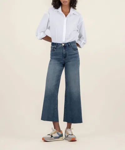 Kut From The Kloth Meg High Rise Wide Leg Jeans In Peacefully With Dk Base Wash In Multi