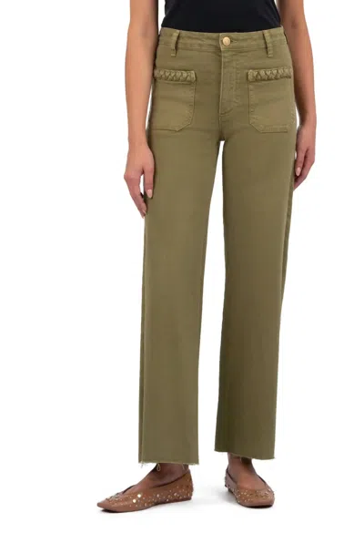 Kut From The Kloth Meg High Rise Wide Leg Pant In Olive In Green