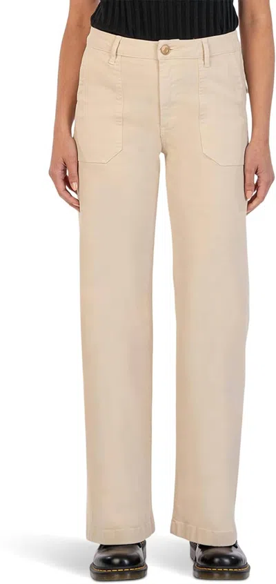 Kut From The Kloth Meg High Rise Wide Leg Pants With Welt Pockets In Beige In Neutral