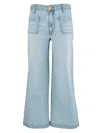 Kut From The Kloth Meg High Rise Wide Leg With Patch In Fortitude In Blue