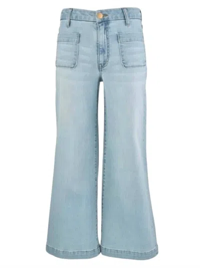Kut From The Kloth Meg High Rise Wide Leg With Patch In Fortitude In Blue