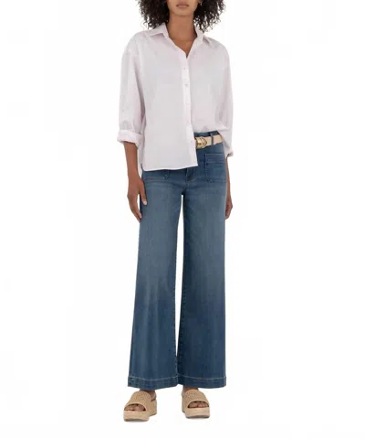 Kut From The Kloth Meg High Rise Wide Leg With Patch Pockets Jeans In Loyalty In White