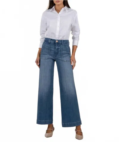 Kut From The Kloth Meg High Rise Wide Straight Leg Jeans In Friendship In Blue