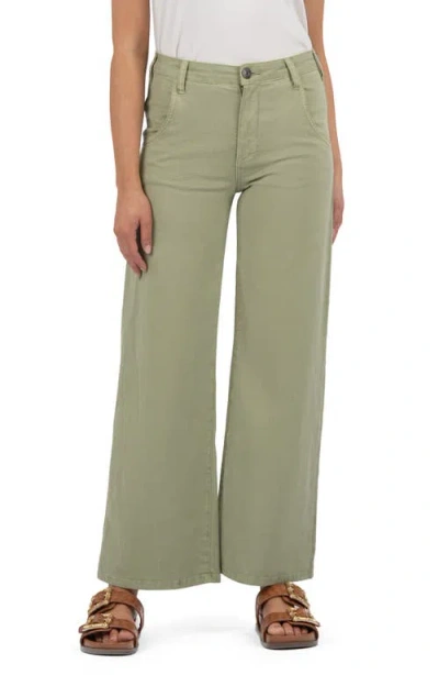 Kut From The Kloth Meg High Waist Ankle Wide Leg Jeans In Green
