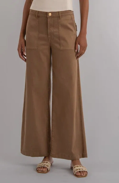 Kut From The Kloth Meg High Waist Ankle Wide Leg Pants In Brown