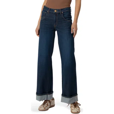 Kut From The Kloth Meg High Waist Cuffed Wide Leg Jeans In Blue