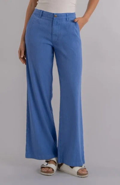 Kut From The Kloth Meg High Waist Linen Blend Wide Leg Pants In Blue