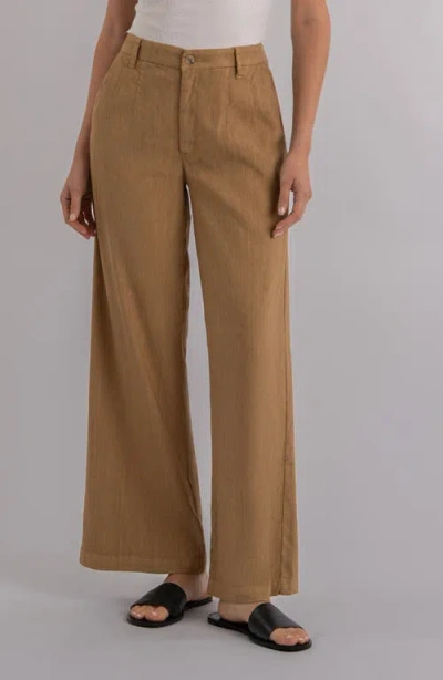 Kut From The Kloth Meg High Waist Linen Blend Wide Leg Pants In Brown