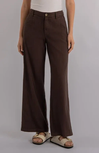 Kut From The Kloth Meg High Waist Linen Blend Wide Leg Pants In Brown