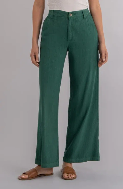 Kut From The Kloth Meg High Waist Linen Blend Wide Leg Pants In Green