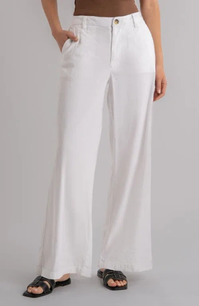 Kut From The Kloth Meg High Waist Linen Blend Wide Leg Pants In White
