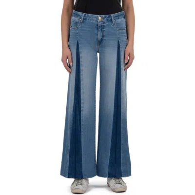 Kut From The Kloth Meg High Waist Raw Hem Wide Leg Jeans In Blue