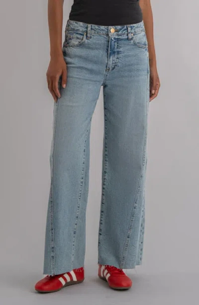 Kut From The Kloth Meg High-rise Wide Leg Side Panel Raw Hem In Blue