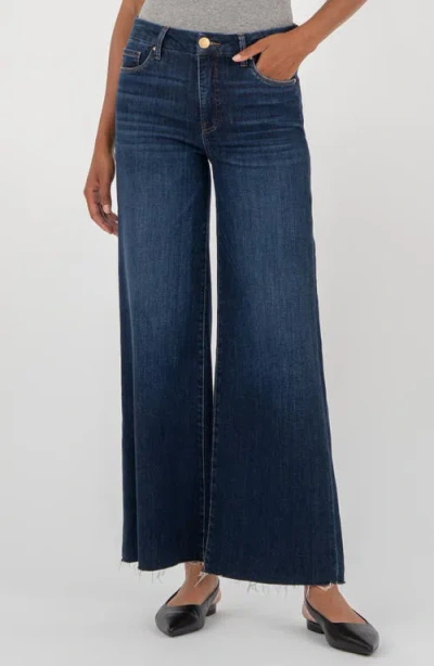 Kut From The Kloth Meg High-rise Fab Ab Wide Leg Raw Hem In Blue