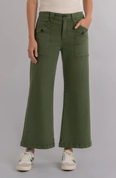 Kut From The Kloth Meg High-rise Wide Leg Pants With Pocket Front And Back In Dill In Green