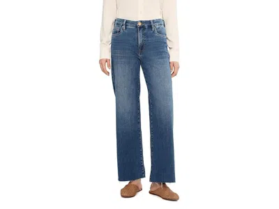 Kut From The Kloth Meg High-rise Fab Ab Wide Leg Raw Hem-long Inseam In Rad In Blue