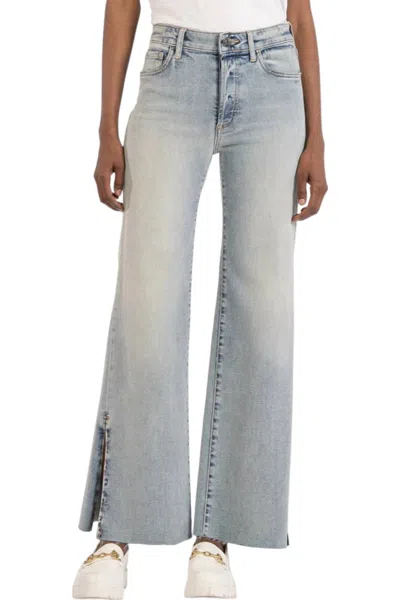 Kut From The Kloth Meg Cuffed Mid Rise Ankle Wide Leg Jeans In Blue
