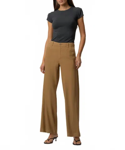 Kut From The Kloth Meg Linen High Rise Wide Straight Leg Jeans In Wood In Brown