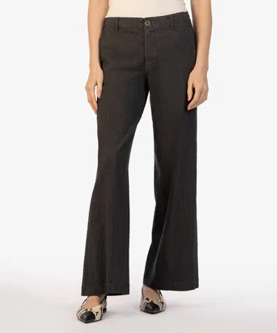 Kut From The Kloth Meg Linen Wide Leg Pants In Charcoal In Black