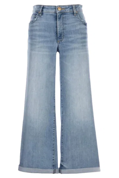 Kut From The Kloth Meg Mid Rise Wide Leg Jeans In Light Wash In Blue
