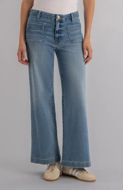 Kut From The Kloth Meg Patch Pocket High Waist Ankle Wide Leg Jeans In Blue