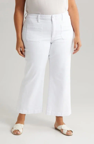 Kut From The Kloth Meg Patch Pocket High Waist Ankle Wide Leg Jeans In Optic White