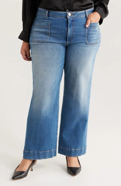 Kut From The Kloth Meg Patch Pocket High Waist Wide Leg Jeans In Blue
