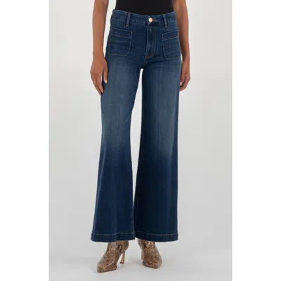 Kut From The Kloth Meg Patch Pocket High Waist Wide Leg Jeans In Blue