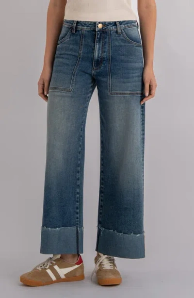 Kut From The Kloth Meg Patch Pocket High Waist Wide Leg Jeans In Blue