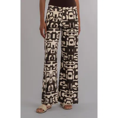 Kut From The Kloth Meg Print High Waist Wide Leg Pants In Brown