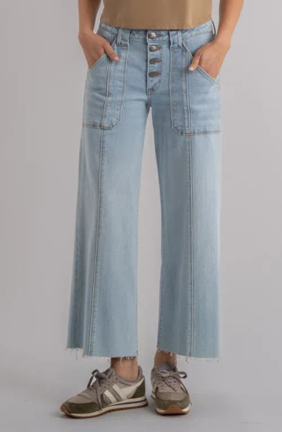 Kut From The Kloth Meg Raw Hem High Waist Ankle Wide Leg Jeans In Blue