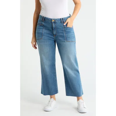 Kut From The Kloth Meg Raw Hem High Waist Ankle Wide Leg Jeans In Animal Print