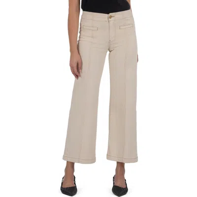 Kut From The Kloth Meg Seamed High Waist Ankle Wide Leg Pants In White