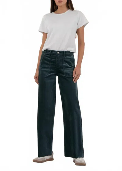Kut From The Kloth Meg Velveteen High Rise Wide Leg Pants In Teal In Blue