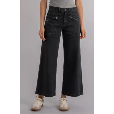 Kut From The Kloth Meg Zip Pocket High Waist Ankle Wide Leg Jeans In Black