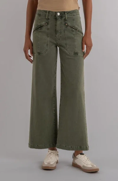 Kut From The Kloth Meg Zip Pocket High Waist Ankle Wide Leg Jeans In Green