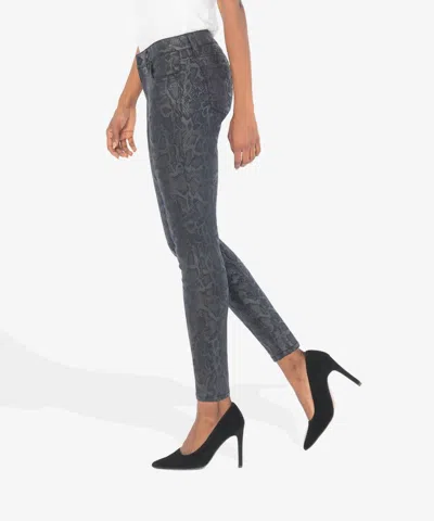Kut From The Kloth Mia High Rise Fab Ab Slim Fit Skinny In Snakeskin Black In Multi