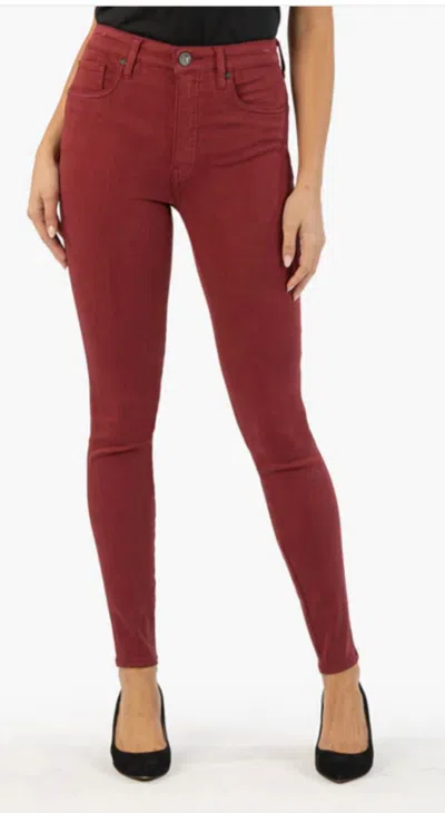 Kut From The Kloth Mia High Rise Slim Skinny Pant In Bordeaux In Red