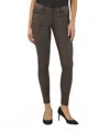 Kut From The Kloth Mia Mid Rise Slim Fit Coated Skinny Jeans In Chocolate In Brown